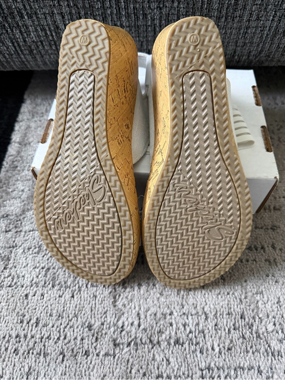 Skechers White and Tan Wedge Sandals - Picture 7 of 9